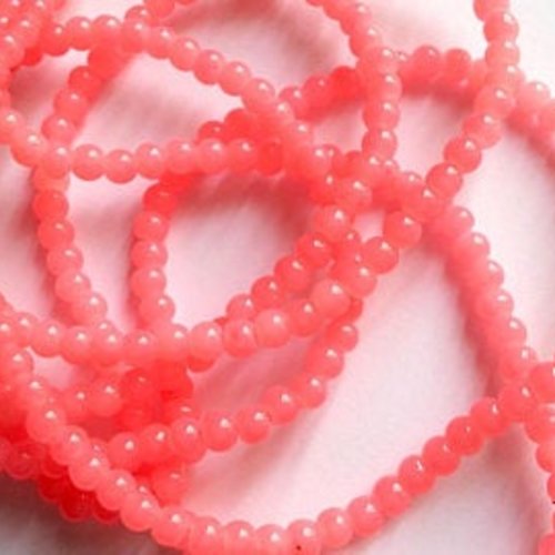 50 perles en verre imitation jade -roses - 4 mm t 13
