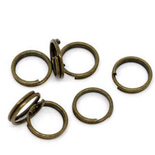 100 anneaux  doubles - bronze - 7 mm t 11