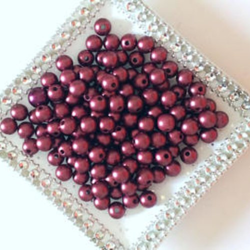 20 perles prunes effet métallisé t41 