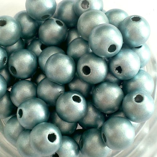 20 perles synthétiques - rondes - vertes effet métallisé t40