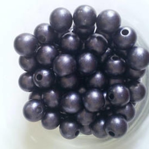 20 perles rondes bleues effet métallisé t40