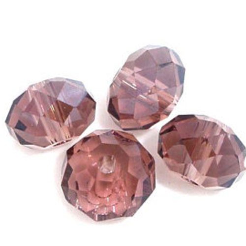 20 perles en verre à facettes - violet prune- 6 x 4 mm t29