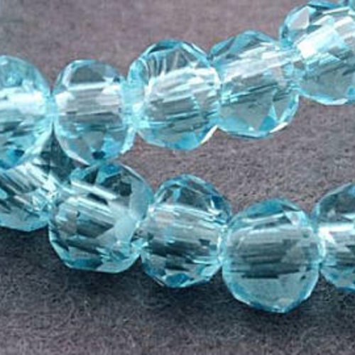 30 perles en verre rondes à facettes - bleues - 3 mm t32