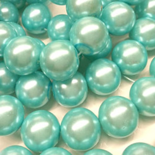5 perles en verre aqua effet nacré 14 mm t44