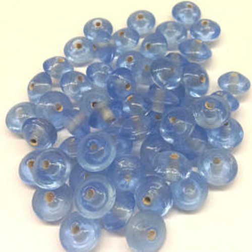 20 perles en verre toupie - bleu clair translucide t44