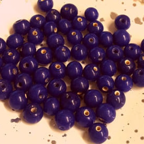 15 perles bleues rondes céramique t44