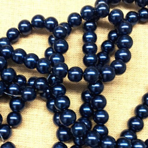 30 perles en verre - bleu foncé - effet nacré - 3 mm t3