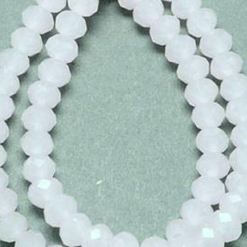 20 perles en verre à facettes - blanches - 8x6 mm t44