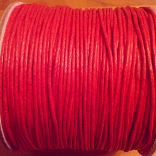 4 mètres de cordon -  fil coton ciré rouge 1 mm