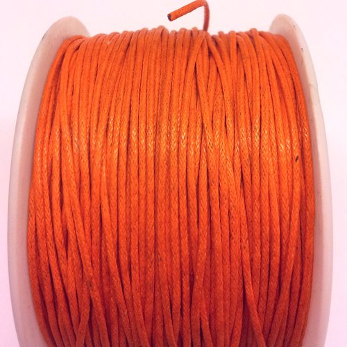 4 mètres de cordon -  fil coton ciré orange 1 mm