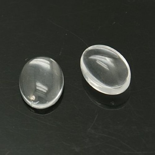 6 cabochons forme ovale en verre 14 x 10 mm t35