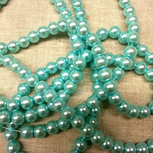 20 perles rondes en verre - bleu clair  - 8 mm t35