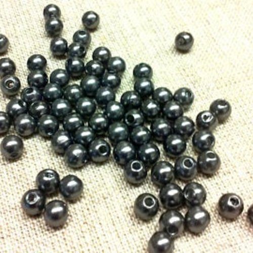 40 perles acryliques - grises nacrés - 5 mm t36