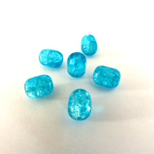 5  perles craquelées bleues - en verre t36