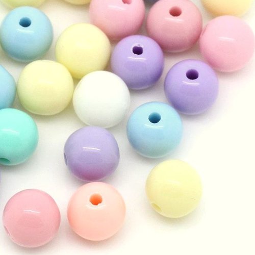 100 perles rondes couleurs pastel - 5 mm t38