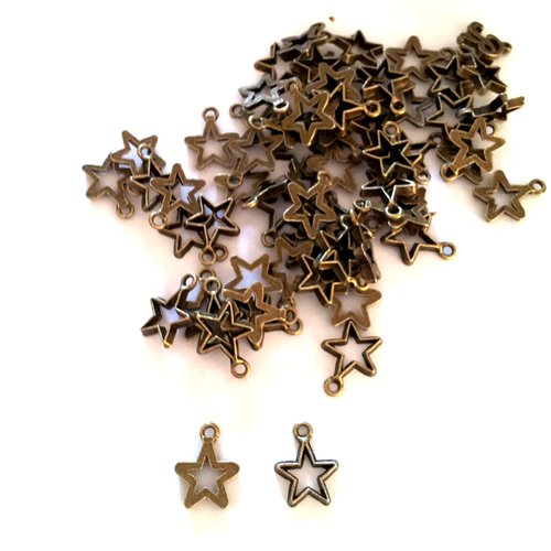 15 breloques étoiles métal bronze t33
