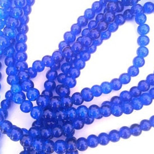 15 perles en verre - bleues - craquelées 6 mm t28