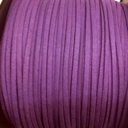 2 mètres cordon suédine 3 mm - violet