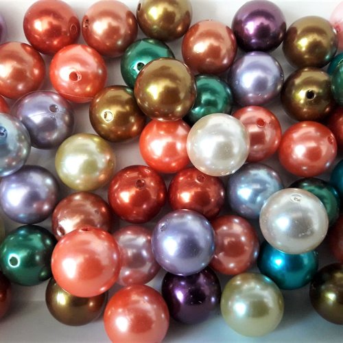 14 grosses perles acryliques - multicolore nacré - 20 mm cv