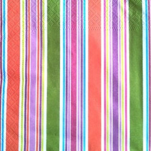 20 serviettes en papier rayée multicolores