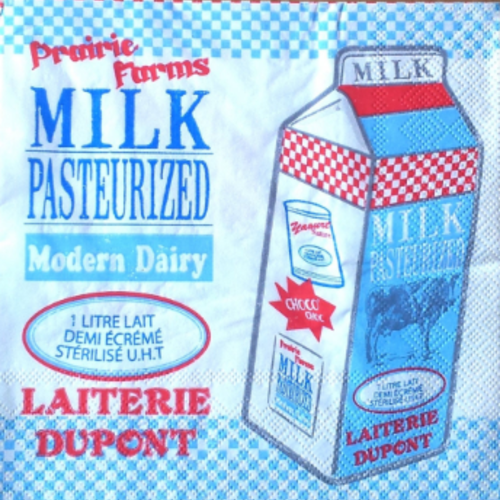 Serviette en papier produit laitier