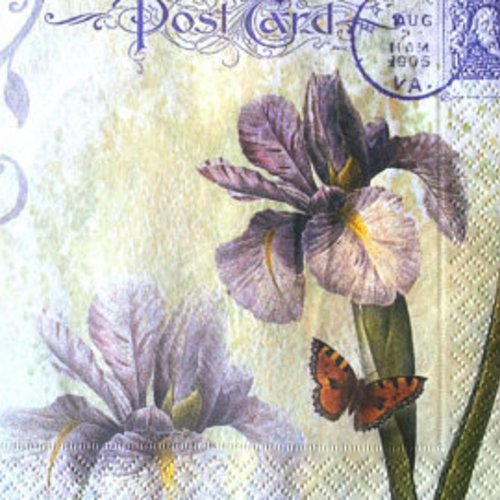 Serviette en papier carte postale iris