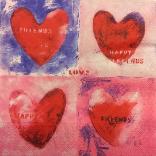 Serviette en papier coeurs " happy friends, love "