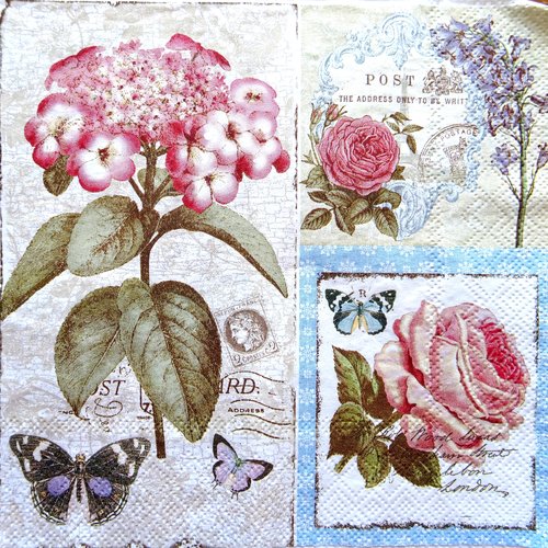 Serviette en papier fleurs 33 x 33 cm