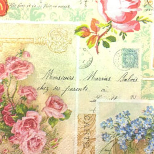 Serviette en papier romantique - fleurs - patchwork