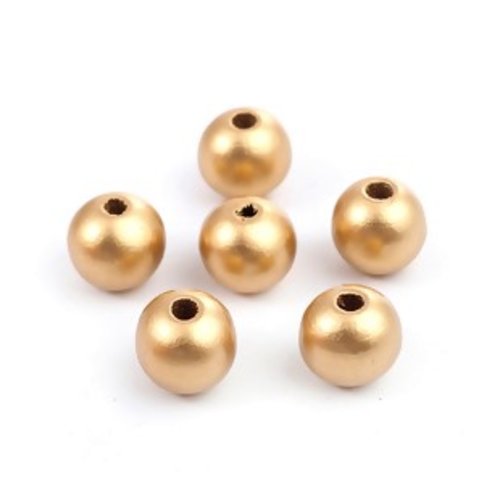 20 perles en bois de couleur doré 12 mm tg