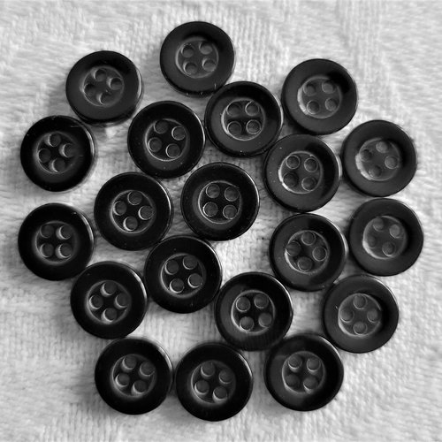 25 petits boutons ronds noirs en acrylique ti