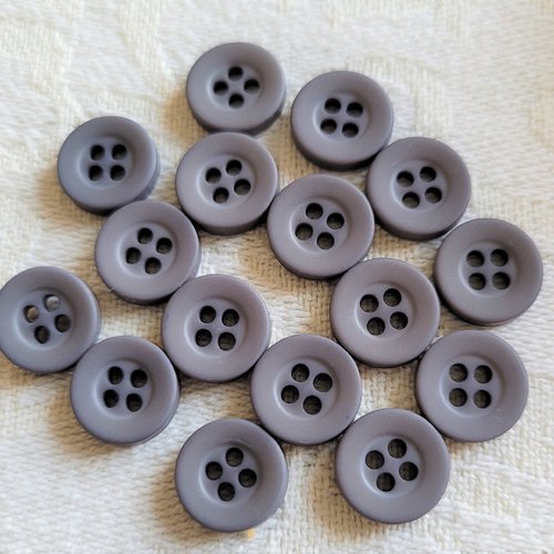 25 boutons ronds gris mats en acrylique 12 mm ti