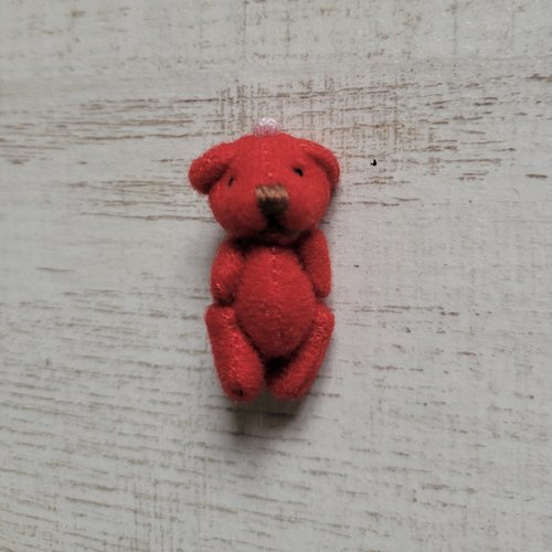 Mini ourson rouge, mini nounours, 3.5 cm