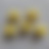5 perles visages en bois - perles jaunes - 13 x 14 mm t 13