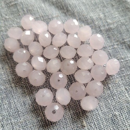 34 perles en verre à facettes - roses  - 8x6 mm t12