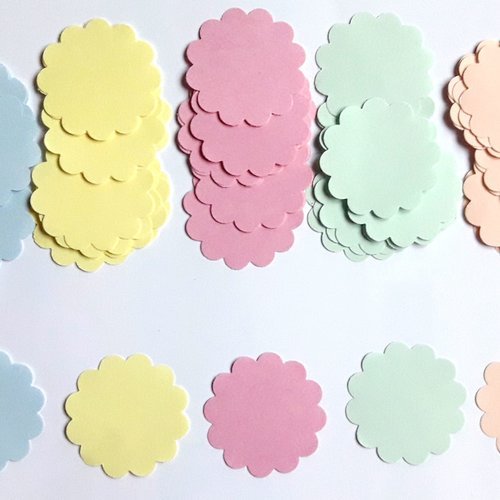 70 étiquettes rondes en papier - pastels, multicolores - diamètre 3.5 cm