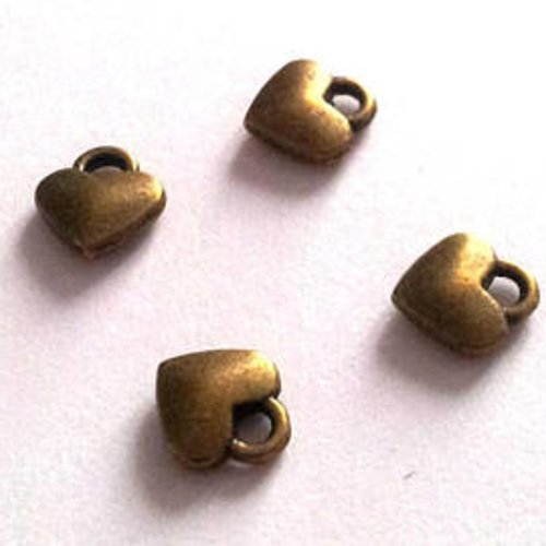 15 breloques petits coeurs  métal bronze t32