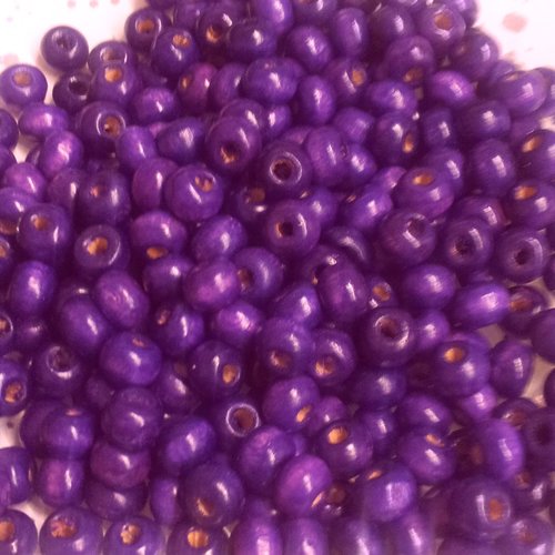 50 perles en bois violettes, 5 mm t29