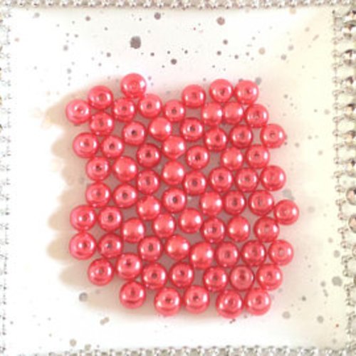 20 perles en verre rose corail- nacré - 6 mm t1 