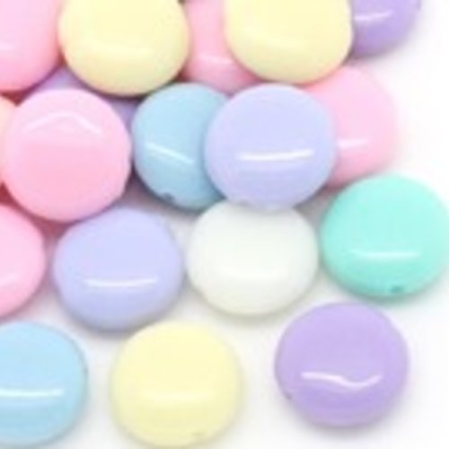 25 perles pastilles couleurs pastel en acrylique t1