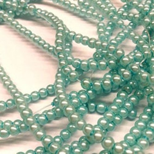 30 perles en verre - aqua - effet nacré - 3 mm t3 