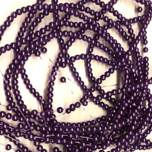 30 perles en verre - violet - effet nacré - 3 mm t3 