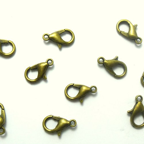 15 fermoirs mousquetons - métal bronze - 10 x 6 mm t3