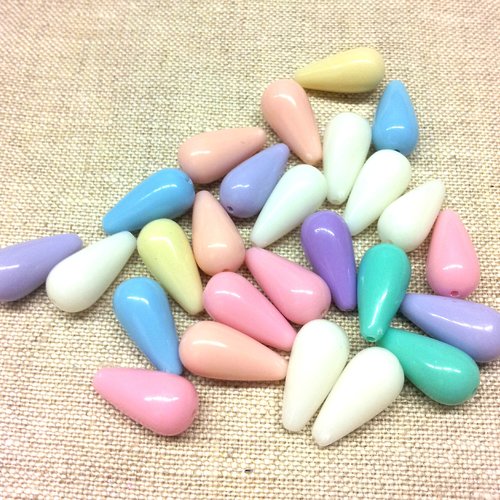 30 perles forme goutte -  couleurs pastel t5