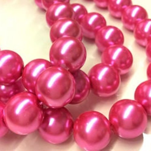 5 perles 14 mm en verre roses effet nacré t 4 