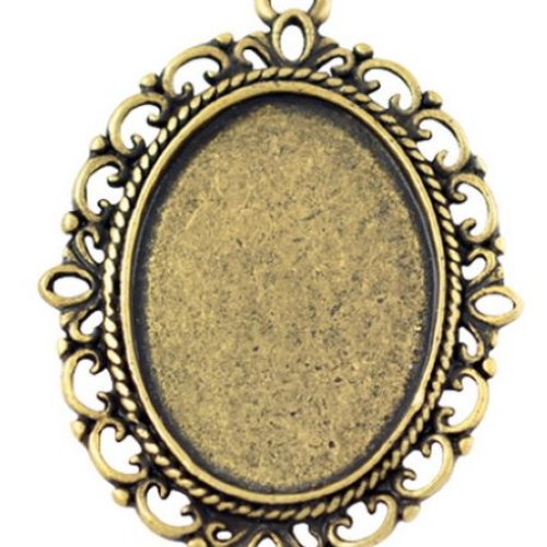 2 broches supports cabochons ovale - bronze t4