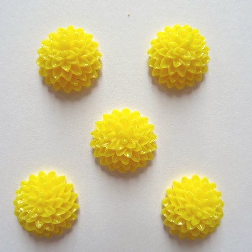 10 cabochons fleurs couleur jaune 15 x 6 mm t4 