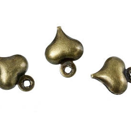 15 breloques petits coeur - métal bronze t8