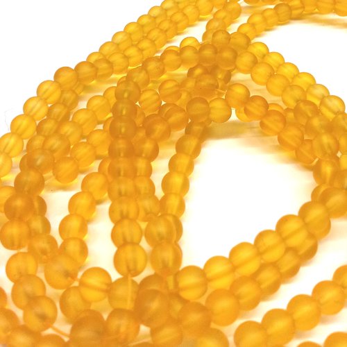 20 perles en verre - jaune- mates t7