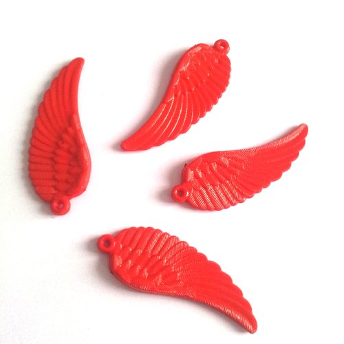 4 pendentifs ailes rouges - acrylique t23 